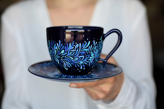 filiżanki Filiżanka Błękitny Kobalt ceramiczna 270ml