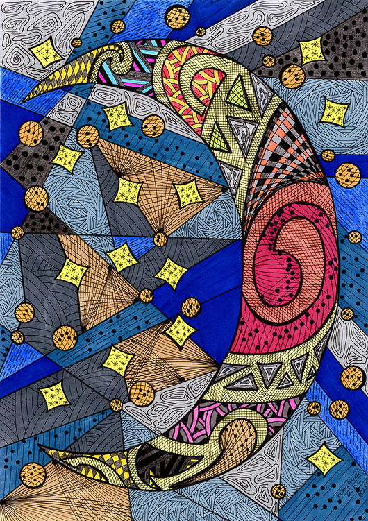 grafiki i ilustracje 16. CIEMNO JUŻ - rysunek, plakat.