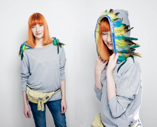 Bluza  Pocahontas szara pióra kaptur Benni