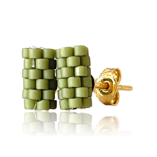 kolczyki szklane Kolczyki AMI olive green