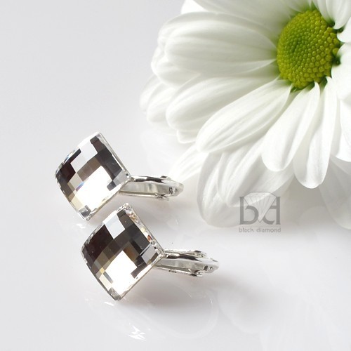 Klipsy kryształ Swarovski Black Diamond