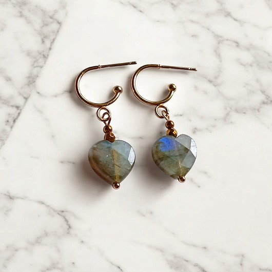 kolczyki z kamieniami WYSYŁKA 24h  Kolczyki serduszka : LABRADORYT : wyjątkowy prezent