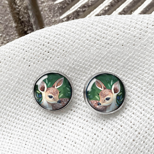 kolczyki szklane Baby Deer kolczyki wkrętki dla dziewczynki