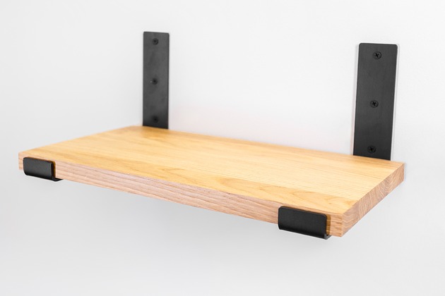 półki Loftowa półka dębowa z czarnymi podpórkami 35x20 cm