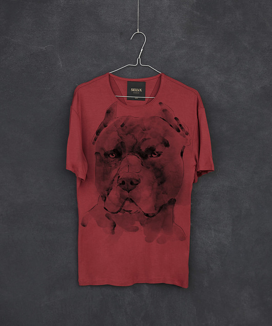 t-shirty męskie Pitbull Dog - Męski T-shirt Premium z nadrukiem - marsala