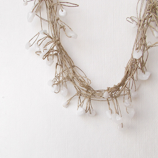 kolie Kwarc lodowy Naszyjnik lniany