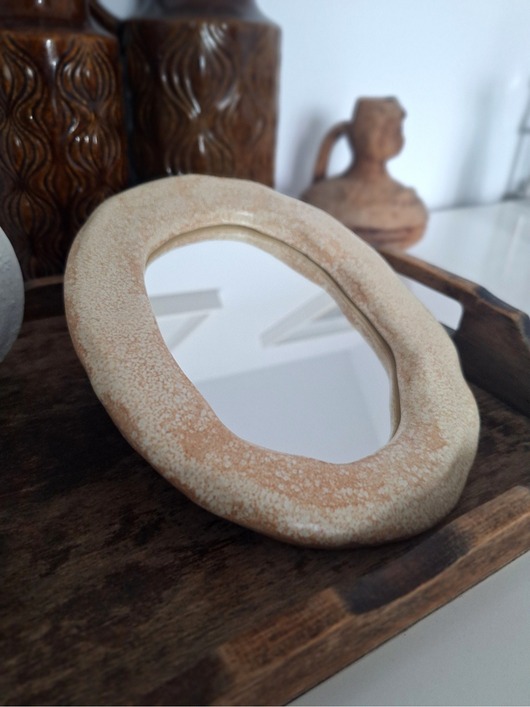 Ozdoby na ścianę Lustro boho w ceramicznej ramce