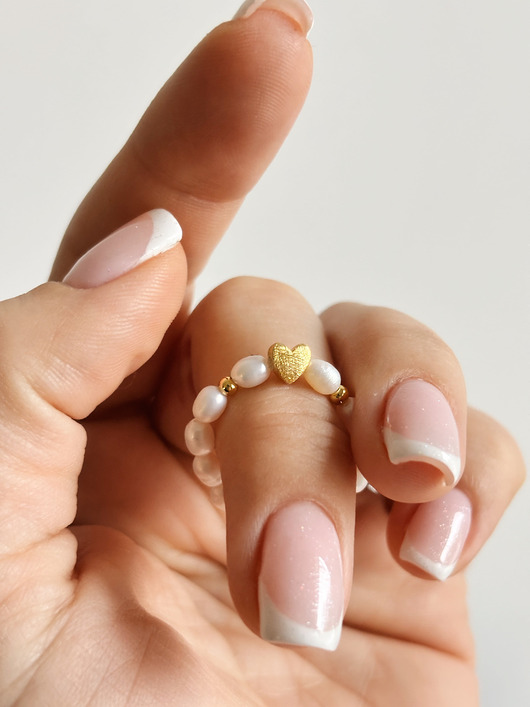 pierścionki elastyczne Pierścionek Heart Pearl