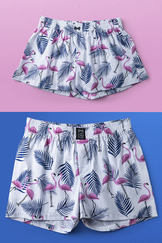 Spodenki do spania dla PARY bokserki FLAMINGI HisOutfit