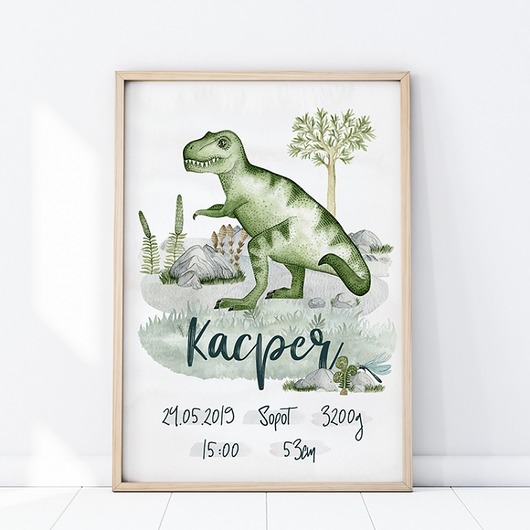 PLAKAT METRYCZKA TYRANOZAUR P275 Yoko Design