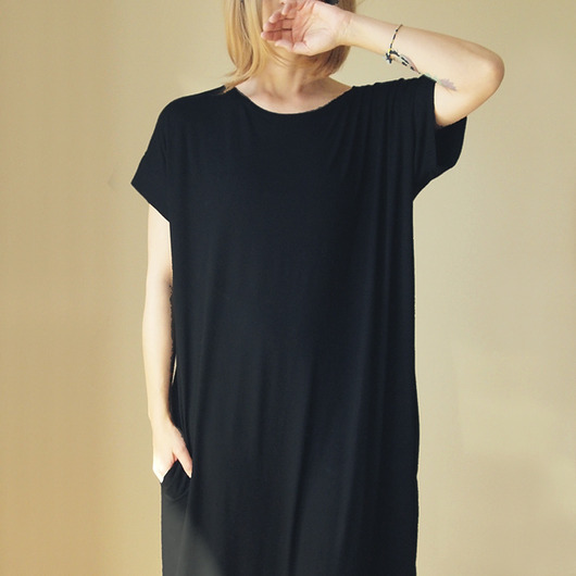 sukienki maxi damskie Sukienka tshirt oversize Czarna