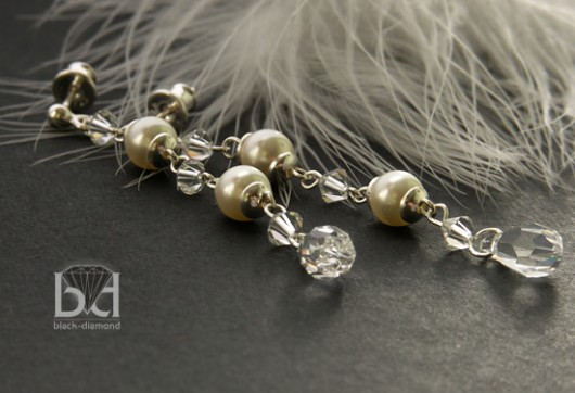 Ślubnie kryształ Swarovski Ecru Black Diamond
