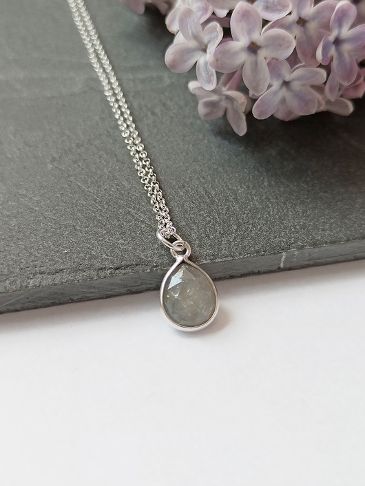 Naszyjnik Szafir Szary Srebro 925 Loa Jewellery