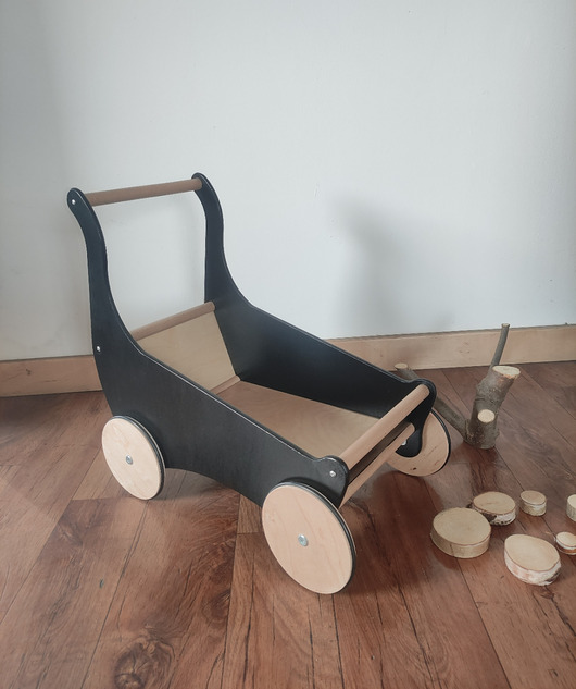 klocki i zabawki drewniane Drewniany wózek / pchacz / chodzik