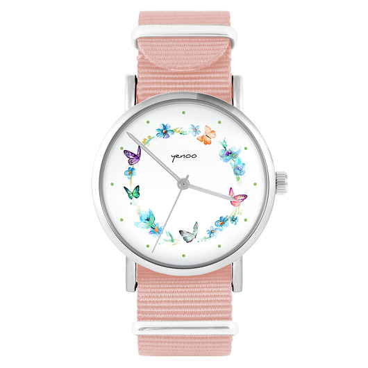 zegarki damskie Zegarek - Kolorowy wianek - brzoskwiniowy róż