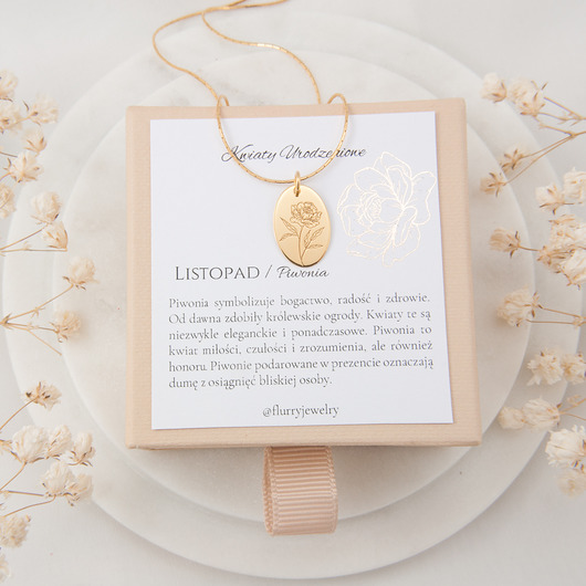 złote naszyjniki Kwiat urodzeniowy Listopad / Piwonia