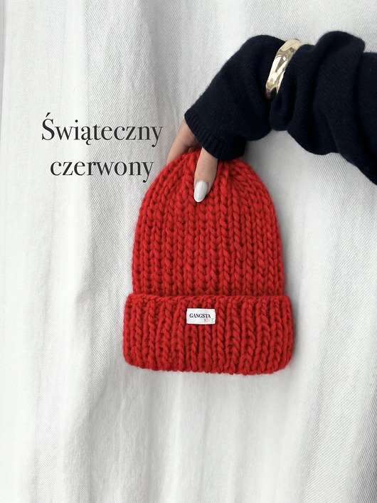 czapki damskie Czapka Lily 100% wełna *świąteczny czerwony*