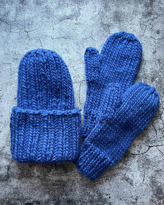 czapki damskie Wełniane czapka i rękawiczki Buran kobaltowe