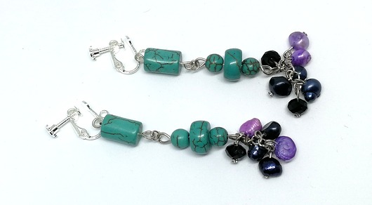 klipsy handmade turkusowe eleganckie boho ruda klara