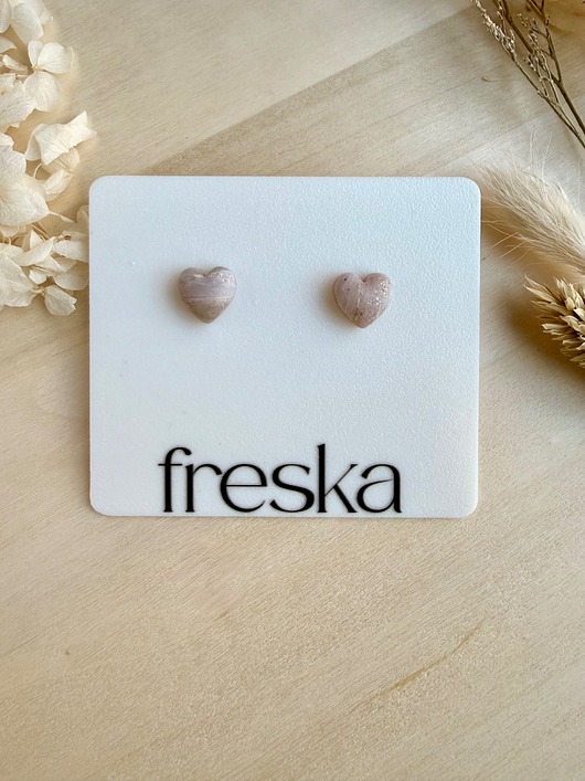 kolczyki z masy plastycznej Kolczyki Serca 3D - pastelowe marmurki+srebro - LIMITOWANE