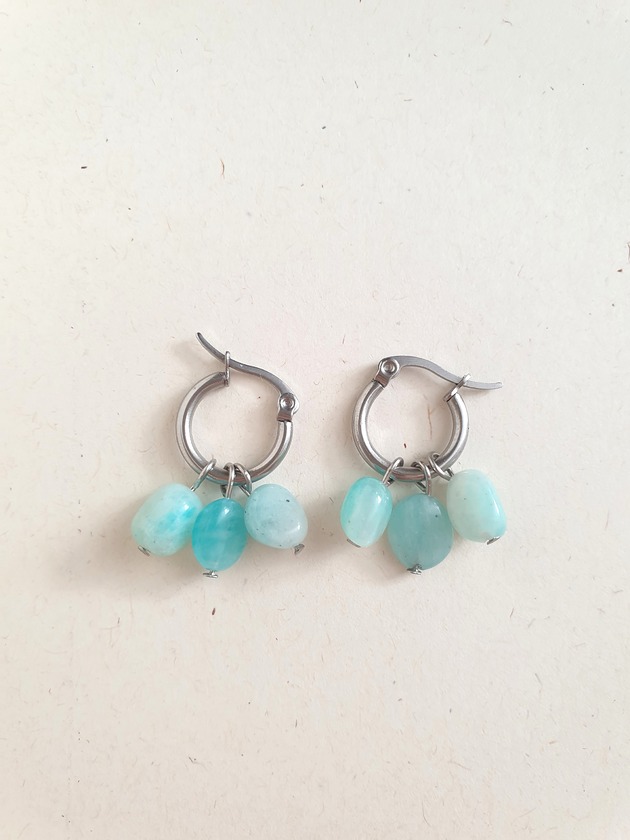 kolczyki z kamieniami Kolczyki TRIO amazonit