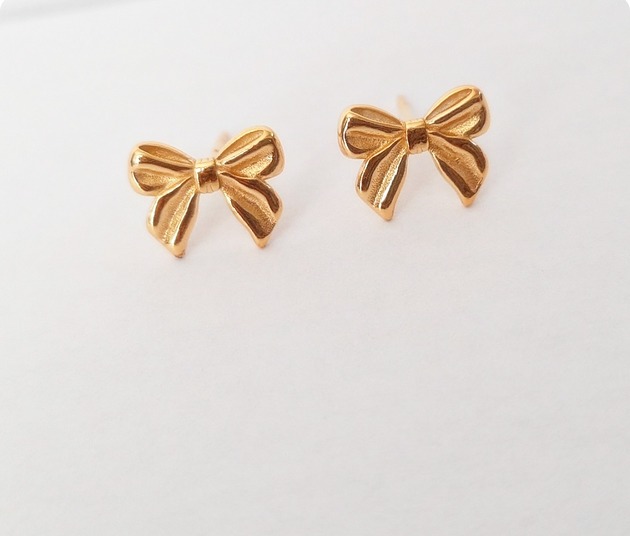 kolczyki pozłacane Kolczyki pozłacane Śliczne kokardki