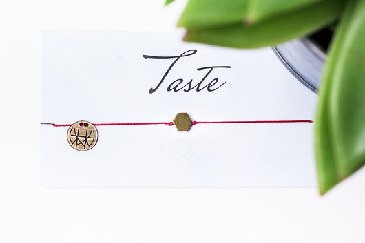 WHW Taste Hexagon On Red String w hand works
