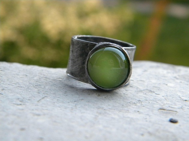 Pierścionki srebrne Świetlista jasna zieleń   - pierścionek