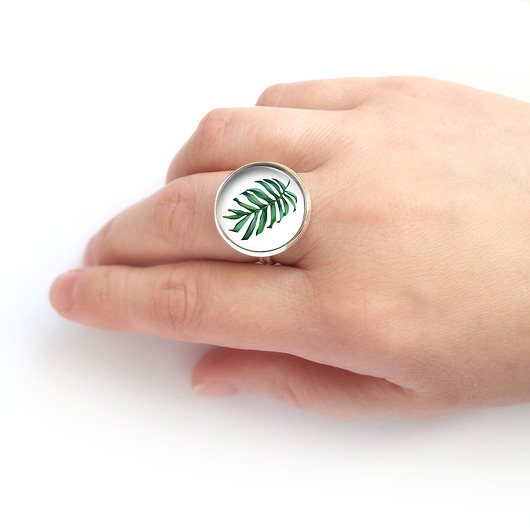 pierścionek z żywicy Pierścionek - Liść, monstera