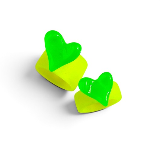 pierścionek z żywicy Pierścionek x2 : RAZEM TANIEJ! pierścionki z żywicy : HEART : fluo