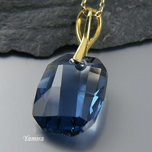 kryształ Swarovski Graphic Denim Blue złoty - wisior yamira