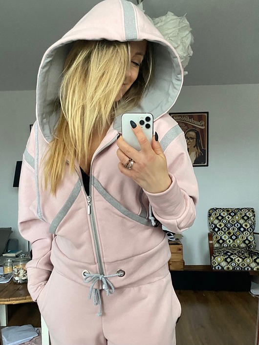 bluza z kapturem damska Bluza Line Dusty Pink