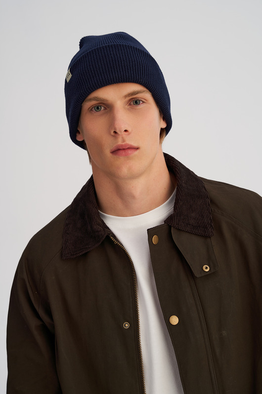 czapki i kapelusze męskie Czapka zimowa z bawełny organicznej granatowa
