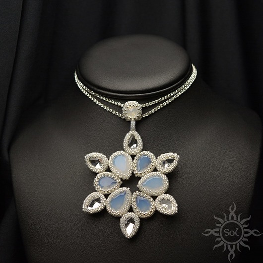 Winter Star, ślubna kolia z cyrkoniami, beading Sol