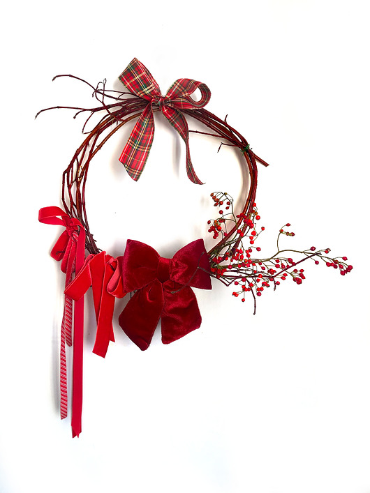 wianki bożonarodzeniowe Wianuszek z pięcioma kokardami