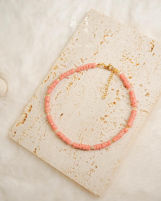 bransoletki - inne Bransoletka na nogę na kostkę z lawy wulkanicznej