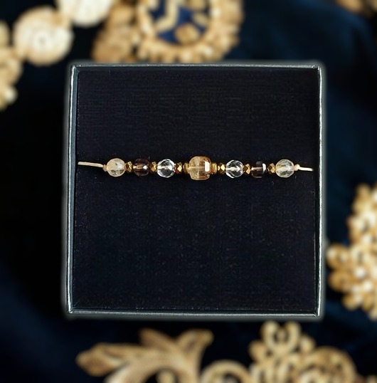 bransoletki z kamieni naturalnych DOBROBYT - amulet - cytryn, kwarc dymny, kryształ górski :: PREMIUM