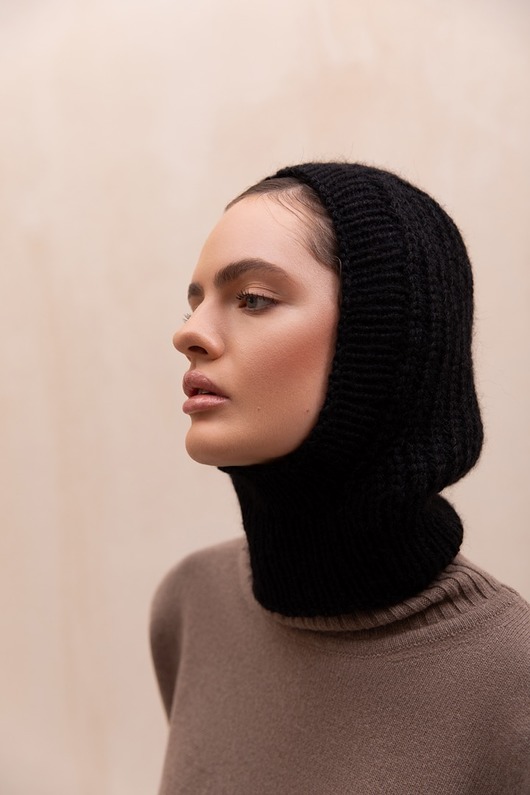 czapki damskie Kominiarka Merino&cashmere czarna