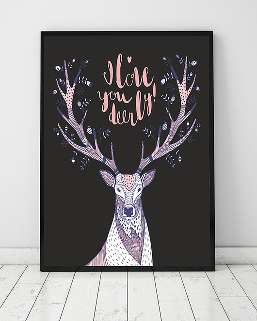 plakat. jeleń (format A2) Love Life and Forest
