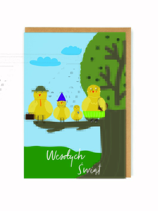 kartki wielkanocne Kurczaczki wielkanocne/ rodzina 2+2