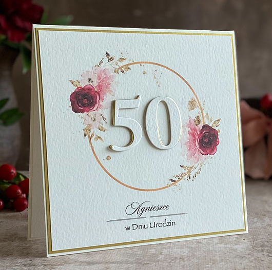 kartki scrapbooking Personalizowana kartka na 50 urodziny, BH 50