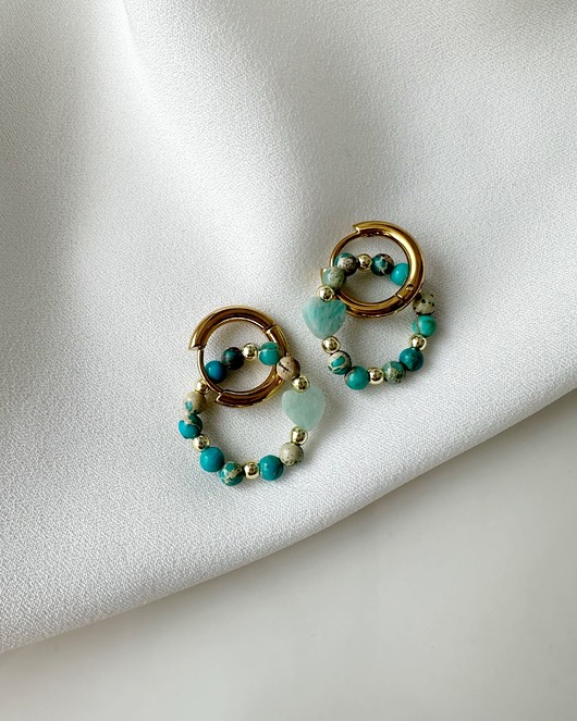 kolczyki z kamieniami Kolczyki Jaspis Awenturyn Hematyt Serce