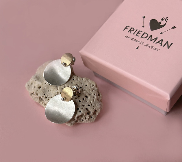 kolczyki srebrne Kolczyki PLATES G2, srebro 925, 24K złoto