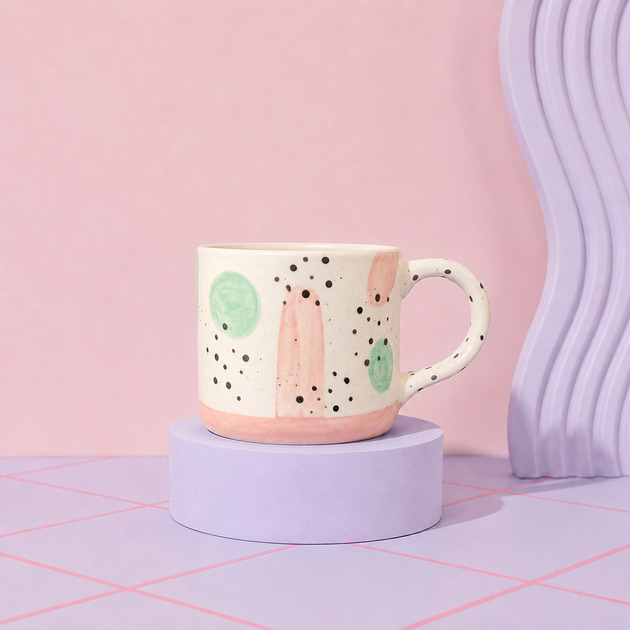 kubki Ceramiczny kubek w kolorowe wzory
