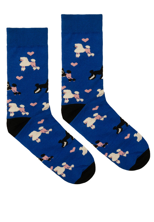 skarpetki męskie Skarpetki zakochane psy pudle z serduszkami niebieskie skarpetki we wzory Kabak
