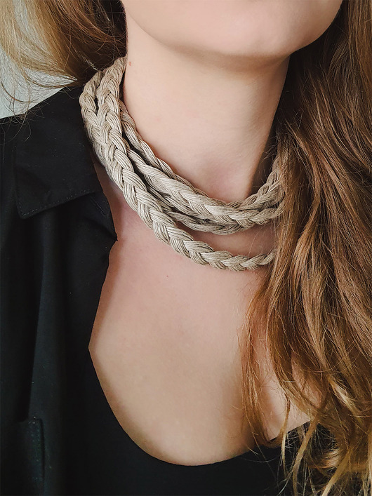 naszyjniki - inne Jagna naszyjnik lniany warkocz