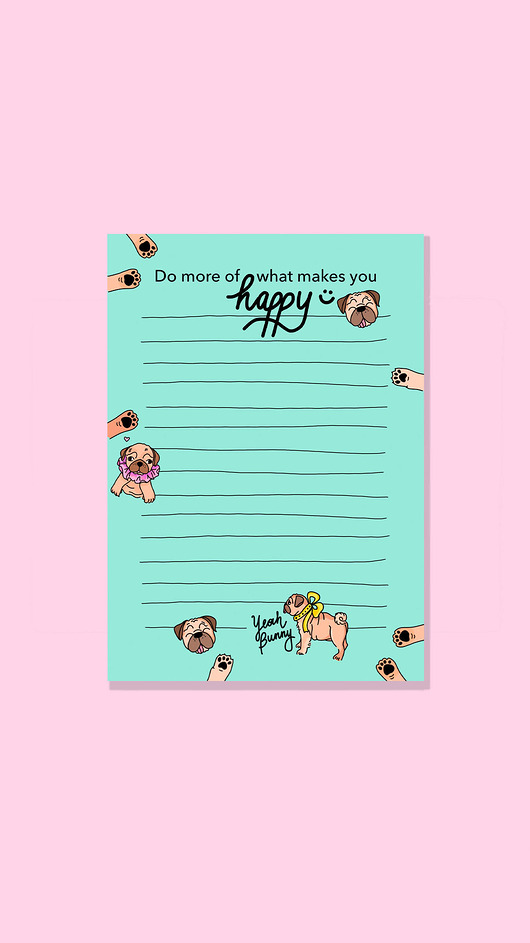 naklejki i wlepy Notes - Mopsiki Balbinki - miętowy
