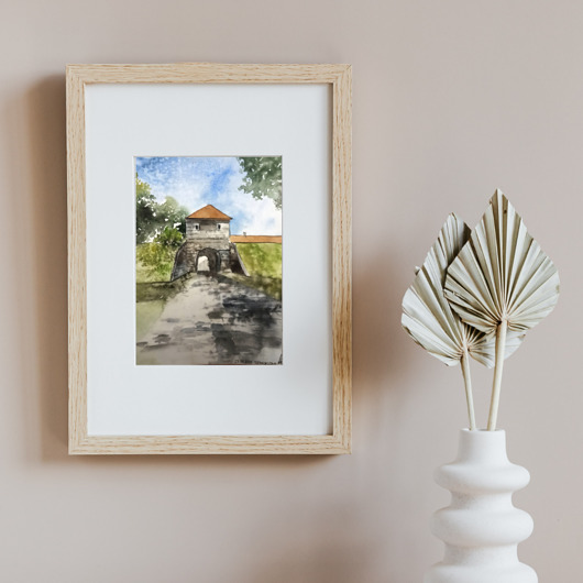 obrazy WYPRZEDAŻ OBRAZÓW! Akwarela Trondheim Norwegia oryginalny obraz A5 21x15 cm