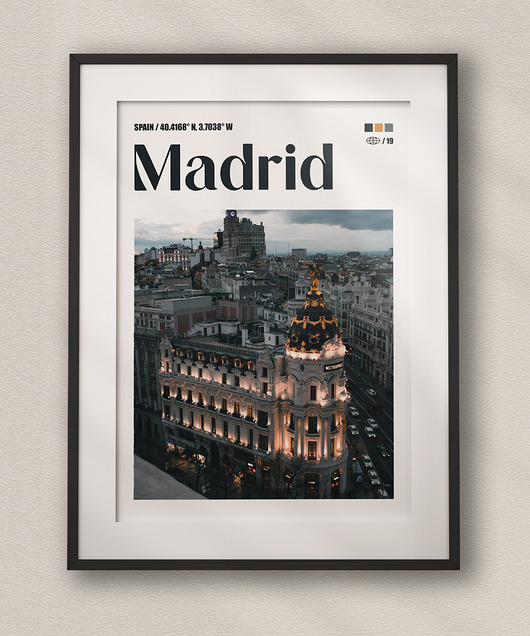 plakaty Minimalistyczny plakat Madryt Hiszpania  - Do salonu, sypialni, biura