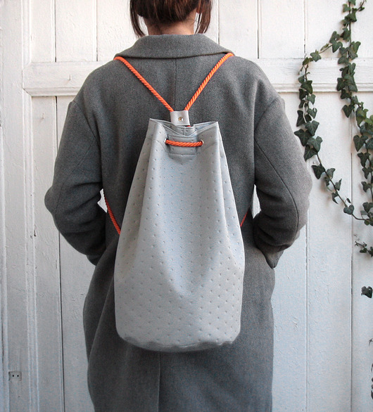 worek plecak pik - grey&orange- elfagado